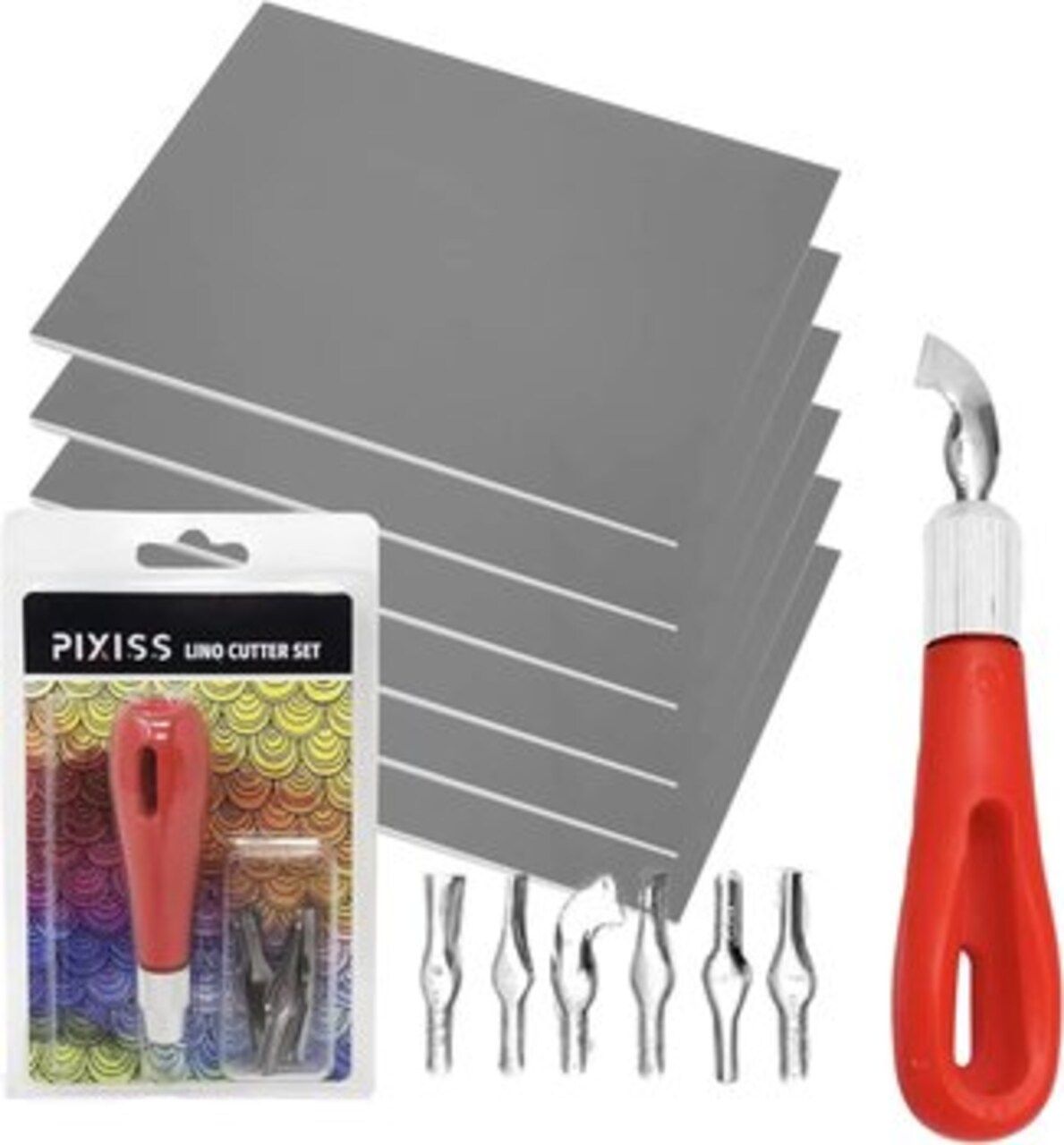 Linoleum Blocks for Printmaking (6pack) and Stamp Carving Tool - Printmaking Supplies for Rubber Stamp Carving Block Printing - Linoleum Carving Tools and lino Rubber Block Stamp Carving kit